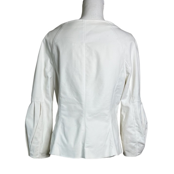 Magaschoni Collection White Zip Front Puff Sleeve Jacket - Picture 3 of 6